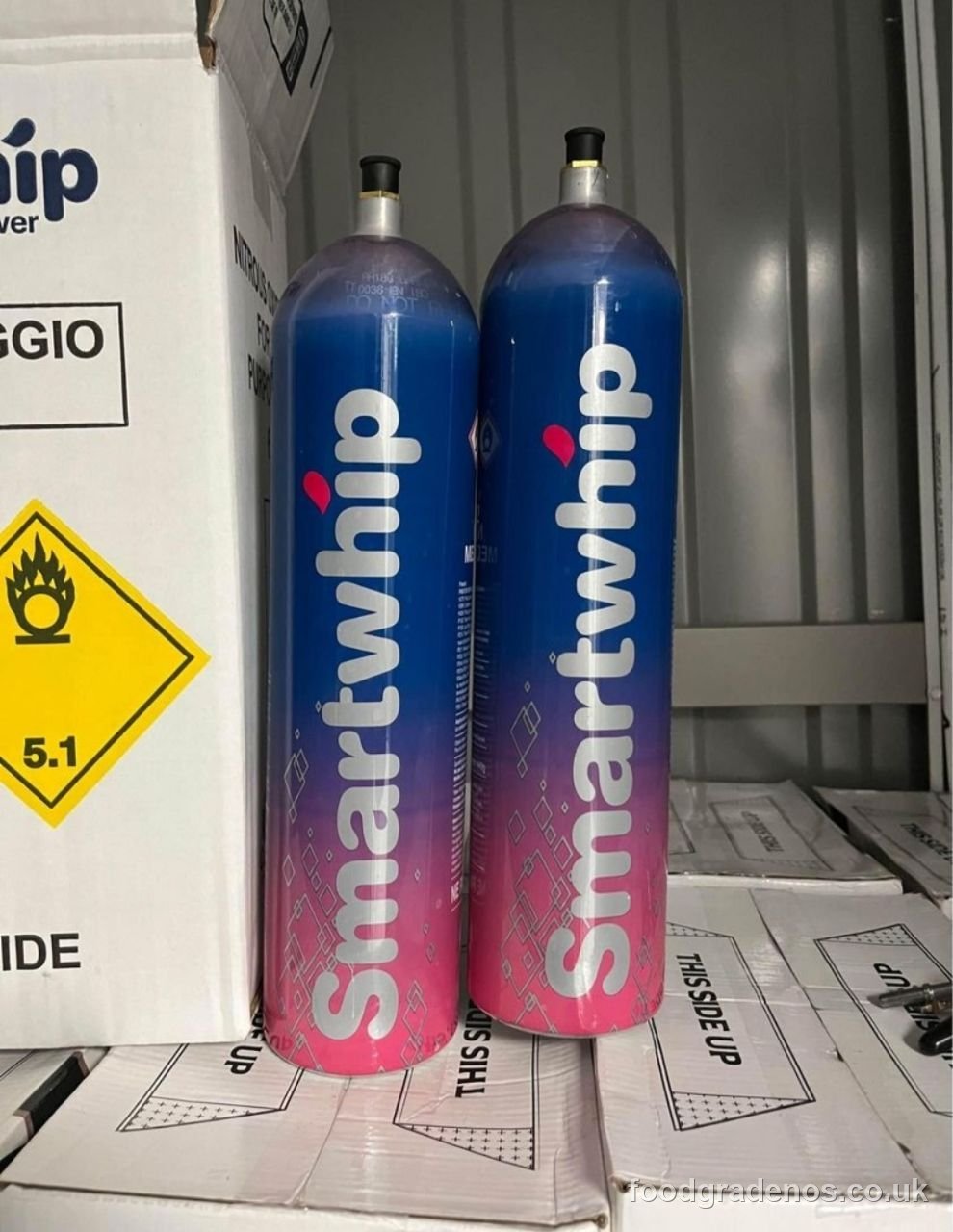 Smartwhip food-grade nitrous cylinders ready for trade dispatch
